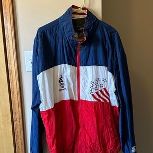 STARTER Men's Red, White, and Blue Windbreaker 1996 Atlanta Olympics